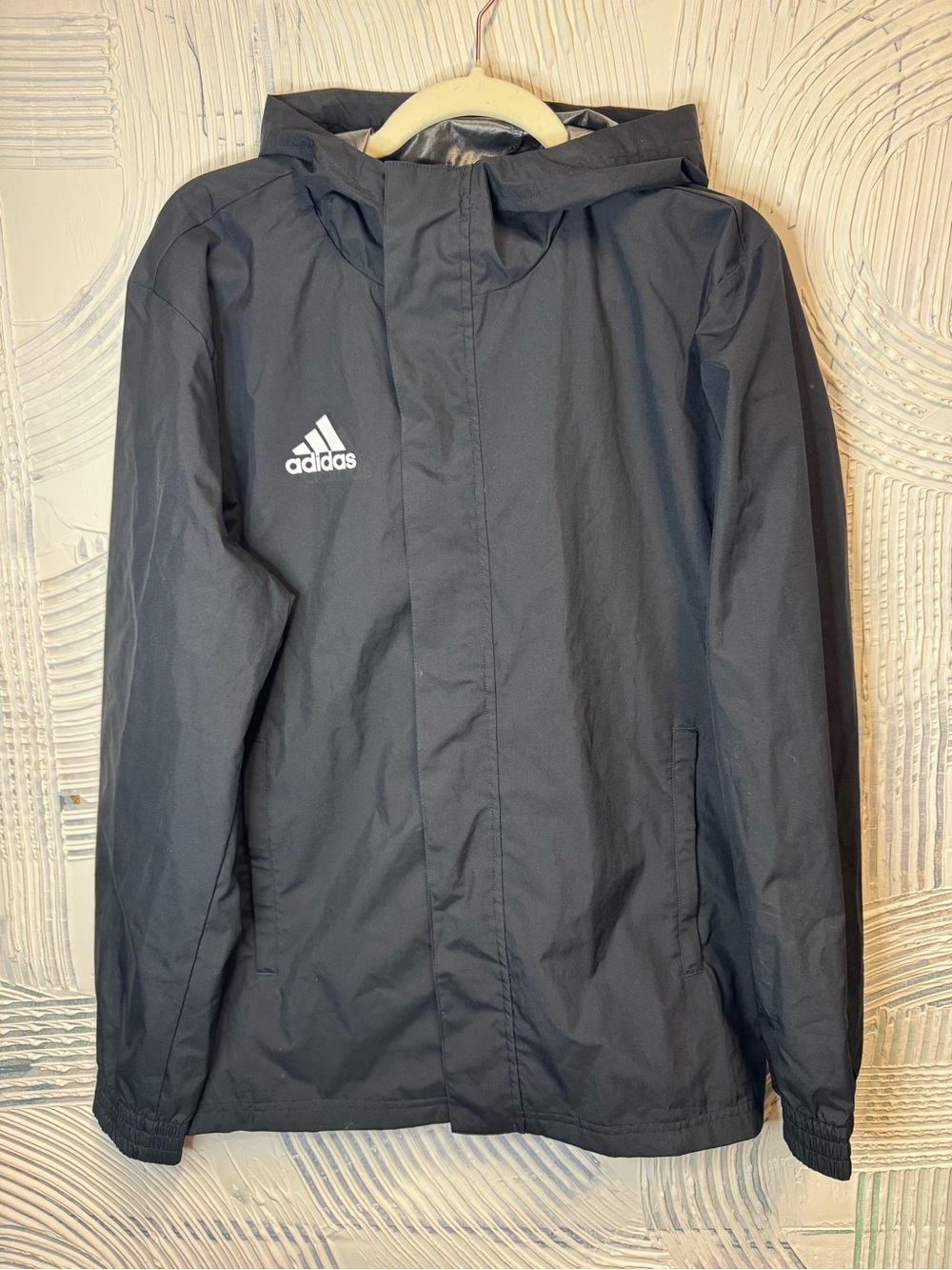 adidas Black Hooded Rain Jacket with Logo